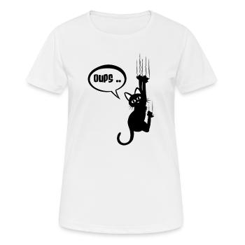 Hoppla.. schwarze Katze betises - Frauen T-Shirt atmungsaktiv - Weiß - Vorne - AI Model Female 172 dark (172cm)