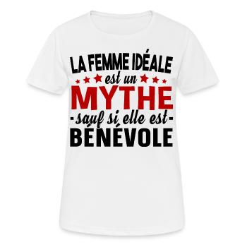 Bénévole Bénévolat Femme Cadeau Humour Humanitaire - T-shirt respirant Femme - blanc - Devant - AI Model Female 172 dark (172cm)