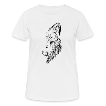Halb wolfskopf ornamentale Gestaltung - Frauen T-Shirt atmungsaktiv - Weiß - Vorne - AI Model Female 172 dark (172cm)