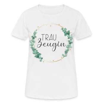 Trauzeugin Eukalyptus - Frauen T-Shirt atmungsaktiv - Weiß - Vorne - AI Model Female 172 dark (172cm)