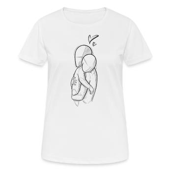 Mütterliche oder väterliche Liebe - Skizzenzeichnung - Frauen T-Shirt atmungsaktiv - Weiß - Vorne - AI Model Female 172 dark (172cm)