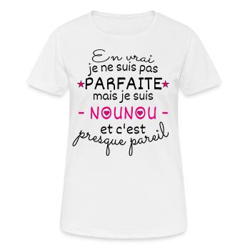 Nounou Parfaite - T-shirt respirant Femme - blanc - Devant - AI Model Female 172 dark (172cm)