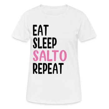 Eat Sleep Salto Repeat- Funny Gymnast Cheerleading - Frauen T-Shirt atmungsaktiv - Weiß - Vorne - AI Model Female 172 dark (172cm)