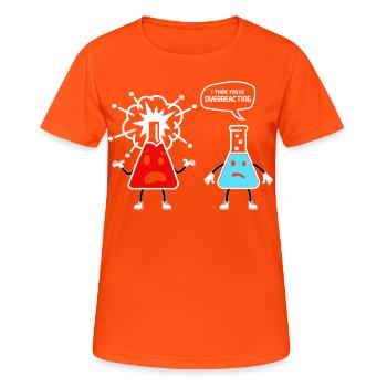 funny chemistry shirt jokes, chemist studies - Women's Breathable T-Shirt - neon orange - Front - AI Model Female 172 dark (172cm)