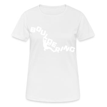 Bouldern, Klettern Freiklettern Kletterhalle - Frauen T-Shirt atmungsaktiv - Weiß - Vorne - AI Model Female 172 dark (172cm)