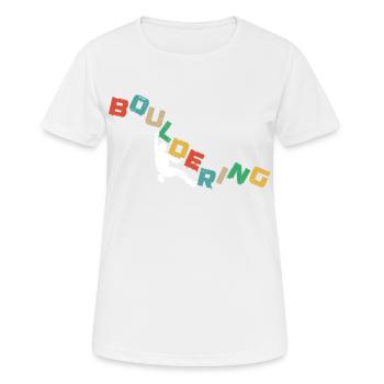 Bouldern, Klettern Freiklettern Kletterhalle - Frauen T-Shirt atmungsaktiv - Weiß - Vorne - AI Model Female 172 dark (172cm)