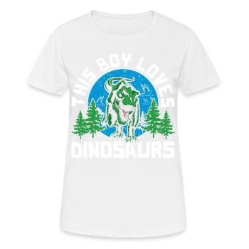 This Boy Loves Dinosaur Kids Boy Boy Dino - Women's Breathable T-Shirt - white - Front - AI Model Female 172 dark (172cm)