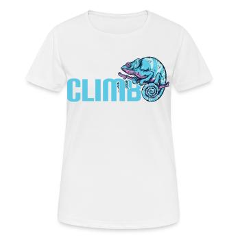 Bouldern, Klettern Freiklettern Kletterhalle - Frauen T-Shirt atmungsaktiv - Weiß - Vorne - AI Model Female 172 dark (172cm)