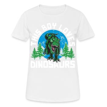 This Boy Loves Dinosaur Kids Boy Boy Dino - Women's Breathable T-Shirt - white - Front - AI Model Female 172 dark (172cm)