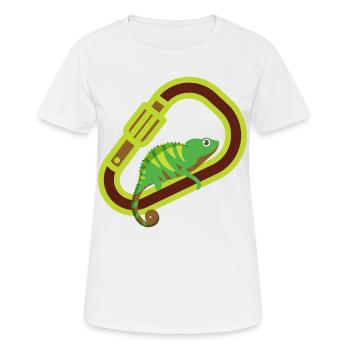 Bouldern, Klettern, Freiklettern Chameleon Boulder - Frauen T-Shirt atmungsaktiv - Weiß - Vorne - AI Model Female 172 dark (172cm)