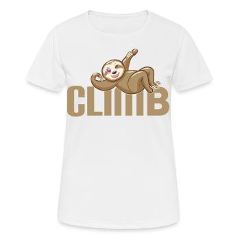 Bouldern, Klettern, Freiklettern Faultier Boulder - Frauen T-Shirt atmungsaktiv - Weiß - Vorne - AI Model Female 172 dark (172cm)