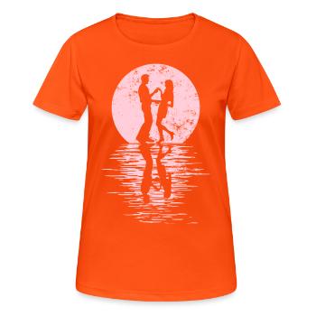 Danseurs Danse Couple Danse, Danse Rumba Renard Tango Salsa - T-shirt respirant Femme - orange néon - Devant - AI Model Female 172 dark (172cm)