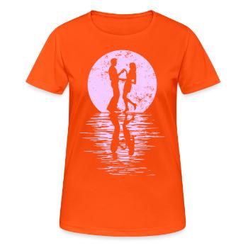 Danseurs Danse Couple Danse, Danse Rumba Renard Tango Salsa - T-shirt respirant Femme - orange néon - Devant - AI Model Female 172 dark (172cm)