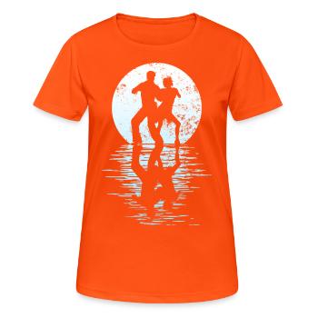 Danseurs Danse Couple Danse, Danse Rumba Renard Tango Salsa - T-shirt respirant Femme - orange néon - Devant - AI Model Female 172 dark (172cm)
