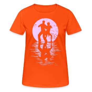 Danseurs Danse Couple Danse, Danse Rumba Renard Tango Salsa - T-shirt respirant Femme - orange néon - Devant - AI Model Female 172 dark (172cm)
