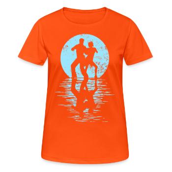 Danseurs Danse Couple Danse, Danse Rumba Renard Tango Salsa - T-shirt respirant Femme - orange néon - Devant - AI Model Female 172 dark (172cm)