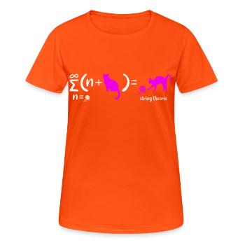 String Theorie Nerd Physik Schrödingers Katze - Frauen T-Shirt atmungsaktiv - Neonorange - Vorne - AI Model Female 172 dark (172cm)
