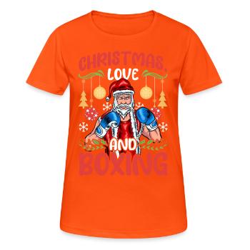 Christmas Love Boxing Boxer Weihnachtsgeschenk - Frauen T-Shirt atmungsaktiv - Neonorange - Vorne - AI Model Female 172 dark (172cm)