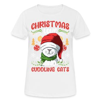 Câlin animal amour Noël, amour chats - T-shirt respirant Femme - blanc - Devant - AI Model Female 172 dark (172cm)