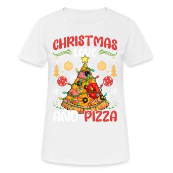Pizza Junk Food lustiger Spruch Weihnachten, Liebe - Frauen T-Shirt atmungsaktiv - Weiß - Vorne - AI Model Female 172 dark (172cm)