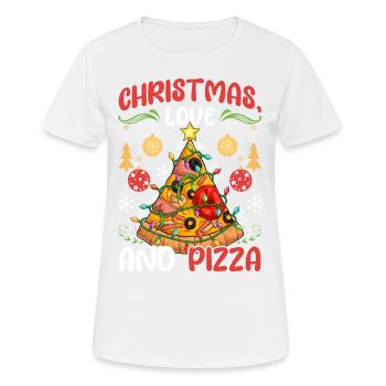 Pizza Junk Food lustiger Spruch Weihnachten, Liebe - Frauen T-Shirt atmungsaktiv - Weiß - Vorne - AI Model Female 172 dark (172cm)