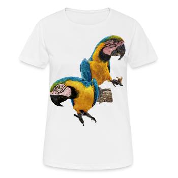 Der blau-gelbe Ara - Frauen T-Shirt atmungsaktiv - Weiß - Vorne - AI Model Female 172 dark (172cm)