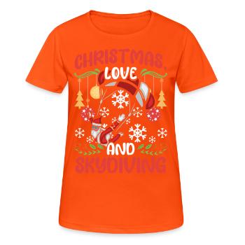 Parachutisme Skydive Noël Amour et parachutisme - T-shirt respirant Femme - orange néon - Devant - AI Model Female 172 dark (172cm)