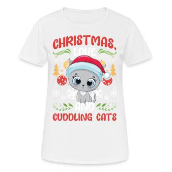 Câlin animal amour Noël, amour chats - T-shirt respirant Femme - blanc - Devant - AI Model Female 172 dark (172cm)