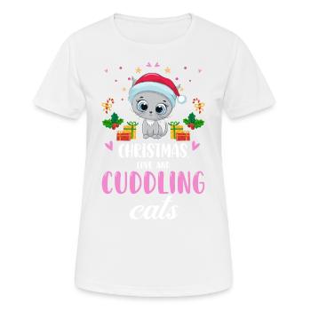 Câlin animal amour Noël, amour chats - T-shirt respirant Femme - blanc - Devant - AI Model Female 172 dark (172cm)