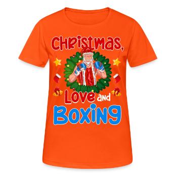 Christmas Love Boxing Boxer Weihnachtsgeschenk - Frauen T-Shirt atmungsaktiv - Neonorange - Vorne - AI Model Female 172 dark (172cm)