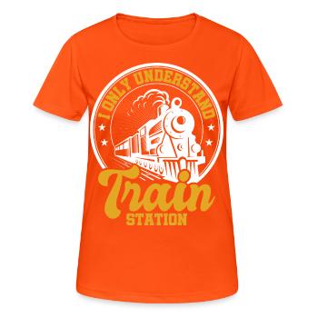Train Modellbauer, Modelllokomitive Lok Lokomotive - T-shirt respirant Femme - orange néon - Devant - AI Model Female 172 dark (172cm)