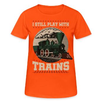 Train Modellbauer, Modelllokomitive Lok Lokomotive - T-shirt respirant Femme - orange néon - Devant - AI Model Female 172 dark (172cm)