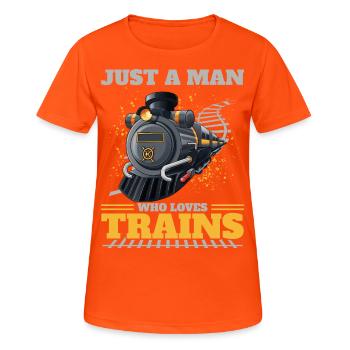 Train Modellbauer, Modelllokomitive Lok Lokomotive - T-shirt respirant Femme - orange néon - Devant - AI Model Female 172 dark (172cm)