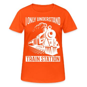 Train Modellbauer, Modelllokomitive Lok Lokomotive - T-shirt respirant Femme - orange néon - Devant - AI Model Female 172 dark (172cm)