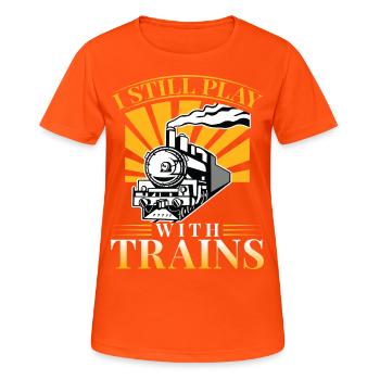 Train Modellbauer, Modelllokomitive Lok Lokomotive - T-shirt respirant Femme - orange néon - Devant - AI Model Female 172 dark (172cm)