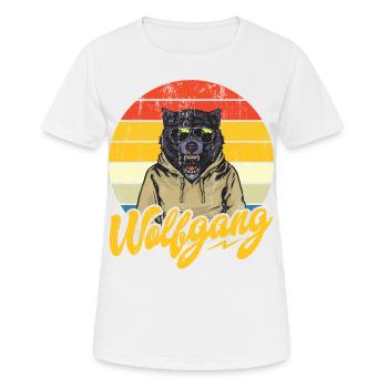 WOLFGANG Nom Tenue de loup pour le jour du nom avec le nom - T-shirt respirant Femme - blanc - Devant - AI Model Female 172 dark (172cm)
