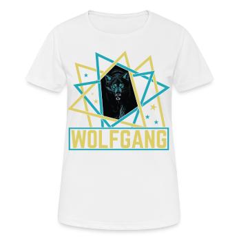 WOLFGANG Nom Tenue de loup pour le jour du nom avec le nom - T-shirt respirant Femme - blanc - Devant - AI Model Female 172 dark (172cm)
