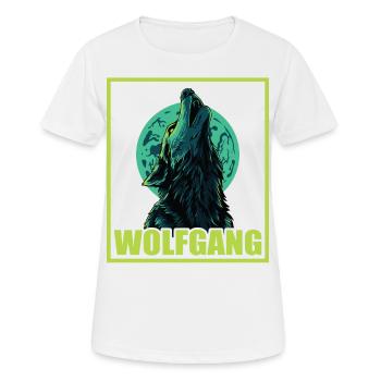 WOLFGANG Nom Tenue de loup pour le jour du nom avec le nom - T-shirt respirant Femme - blanc - Devant - AI Model Female 172 dark (172cm)