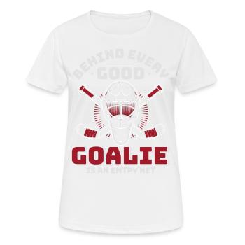 Eishockey Tormann Goalie , Eis Hockey - Frauen T-Shirt atmungsaktiv - Weiß - Vorne - AI Model Female 172 dark (172cm)