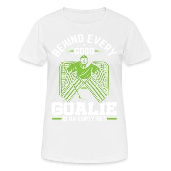 Eishockey Tormann Goalie , Eis Hockey - Frauen T-Shirt atmungsaktiv - Weiß - Vorne - AI Model Female 172 dark (172cm)