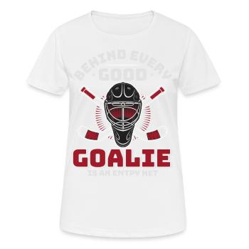 Eishockey Tormann Goalie , Eis Hockey - Frauen T-Shirt atmungsaktiv - Weiß - Vorne - AI Model Female 172 dark (172cm)