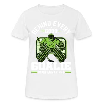Eishockey Tormann Goalie , Eis Hockey - Frauen T-Shirt atmungsaktiv - Weiß - Vorne - AI Model Female 172 dark (172cm)