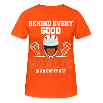 Lacrosse Tormann LAX Goalie Spieler Fan Trainer - Frauen T-Shirt atmungsaktiv - Neonorange - Vorne - AI Model Female 172 dark (172cm)