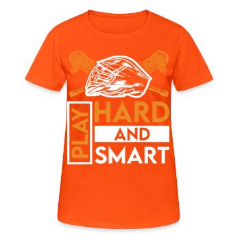 Lacrosse LAX Club Team Spieler Trainer Fans Coach - Frauen T-Shirt atmungsaktiv - Neonorange - Vorne - AI Model Female 172 dark (172cm)