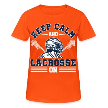 Lacrosse LAX Club Team Spieler Trainer Fans Coach - Frauen T-Shirt atmungsaktiv - Neonorange - Vorne - AI Model Female 172 dark (172cm)