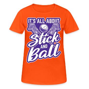 Lacrosse LAX Club Team Spieler Trainer Fans Coach - Frauen T-Shirt atmungsaktiv - Neonorange - Vorne - AI Model Female 172 dark (172cm)