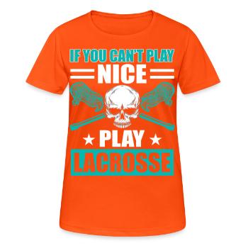 Lacrosse LAX Club Team Spieler Trainer Fans Coach - Frauen T-Shirt atmungsaktiv - Neonorange - Vorne - AI Model Female 172 dark (172cm)