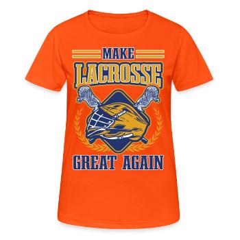 Lacrosse LAX Club Team Spieler Trainer Fans Coach - Frauen T-Shirt atmungsaktiv - Neonorange - Vorne - AI Model Female 172 dark (172cm)
