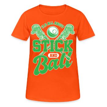 Lacrosse LAX Club Team Spieler Trainer Fans Coach - Frauen T-Shirt atmungsaktiv - Neonorange - Vorne - AI Model Female 172 dark (172cm)