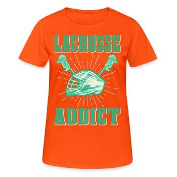 Lacrosse LAX Club Team Spieler Trainer Fans Coach - Frauen T-Shirt atmungsaktiv - Neonorange - Vorne - AI Model Female 172 dark (172cm)